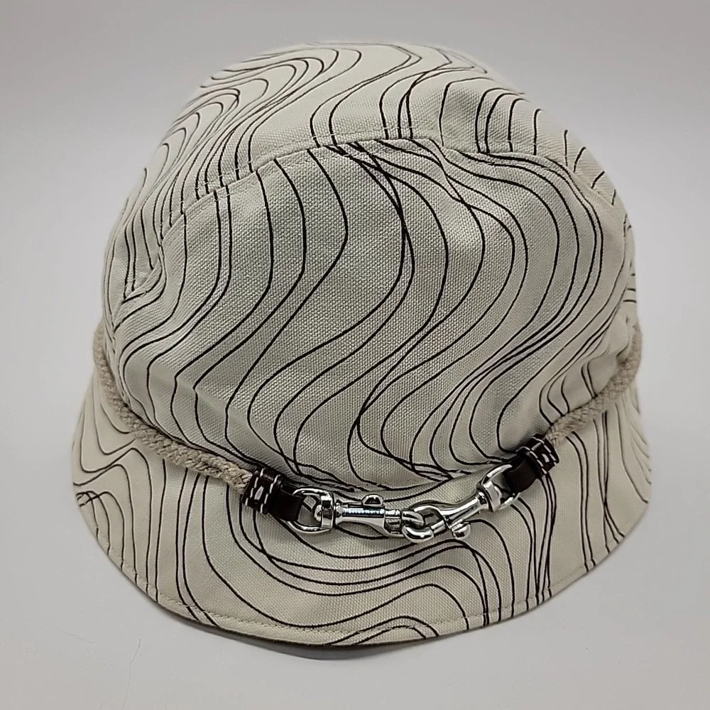 GAP Bucket Hat 2007 Women S/M Cream Brown Wavy Silver Clasp Rope Belt Accent Y2K